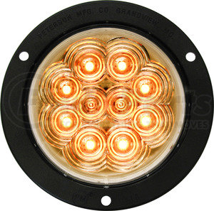 M818TA-2C by PETERSON LIGHTING - 817TA/818TA 4" Round Amber Rear Turn Signal Light - Amber with Clear Lens & Flange Mount