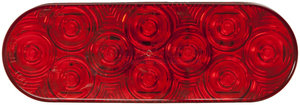 M820R-10 by PETERSON LIGHTING - 6.5" x 2.25" Oval 10-LED LumenX Stop/Turn/Tail Light, Red Light and Lens, Grommet Mount, Bulk Pack