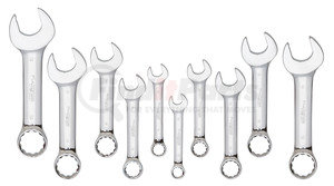 99525 by PLATINUM - 10 Pc. Metric Stubby Full Polished Combination Wrench Set