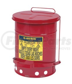 09100 by JUSTRITE - Justrite 6 Gallon Oily Waste Can, Red - 09100