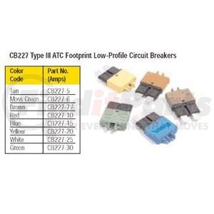 Bussmann Fuses CB227-30 Circuit Breaker ATC CB TYPE 3 -MANUAL RESET-5 AMP-GREEN