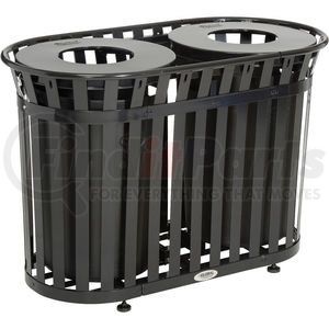 641431BK by GLOBAL INDUSTRIAL - Global Industrial&#153; Outdoor Slatted Steel Trash Can With Flat Lid, 72 Gallon, Black