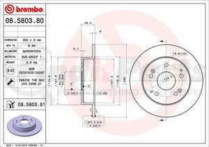 08.5803.81 by BREMBO - Premium UV Coated Rear Brake Rotor