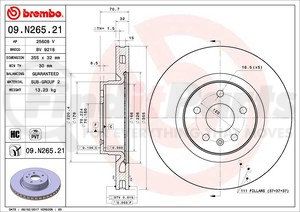 09.N265.21 by BREMBO - Premium UV Coated Front Brake Rotor