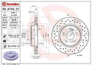 09.A742.31 by BREMBO - Premium UV Coated Rear Brake Rotor