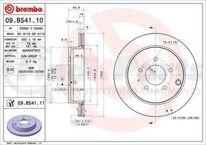 09.B541.11 by BREMBO - Premium UV Coated Rear Brake Rotor