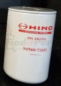 S156072051 by HINO - Engine Oil Filter - Spin-On Design, 7.83 in. L, 4.65 in. OD, Full-Flow, Cellulose Media