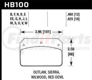 HB100W480 by HAWK FRICTION - BRAKE PADS DTC-30