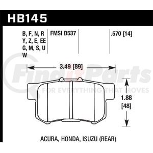 HB145W570 by HAWK FRICTION - BRAKE PADS DTC-30