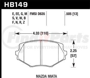 HB149E505 by HAWK FRICTION - MOTORSPORTS PADS