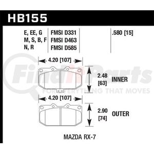 HB155E580 by HAWK FRICTION - MOTORSPORTS PADS