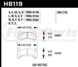 HB119M594 by HAWK FRICTION - PAD15MMBLACKGM METRIC
