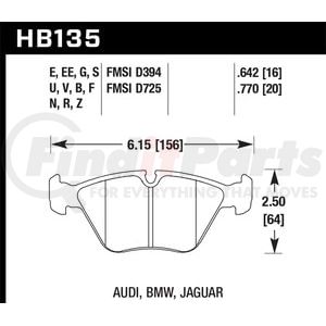 HB135B760 by HAWK FRICTION - HPS 5.0 BRAKE PADS