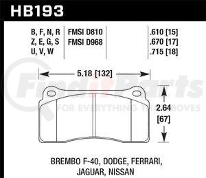 HB193F670 by HAWK FRICTION - BRAKE PADS JAG FERRARI