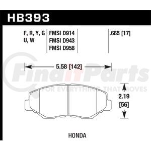 HB393N665 by HAWK FRICTION - HP PLUS BRAKE PADS