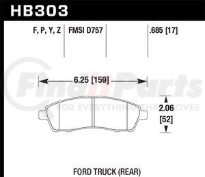 HB303Y685 by HAWK FRICTION - Brake Pads: 2001 Ford Excursion; LTS Compound; rear