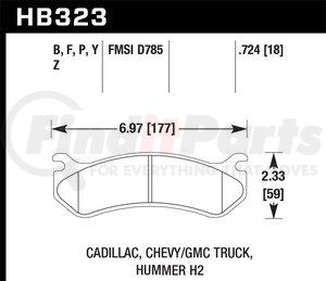 HB323Y724 by HAWK FRICTION - Brake Pads: Chevrolet various years and models GMC various years and models Hummer various years and models; LTS Compound; front brake pads