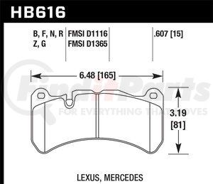 HB616B607 by HAWK FRICTION - OE REPLACEMENT