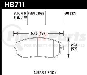 HB711N661 by HAWK FRICTION - BRAKE PADS