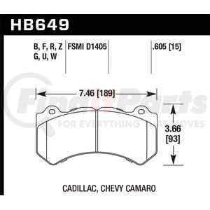 HB649F605 by HAWK FRICTION - CADILLAC CTSV BRAKE PADS