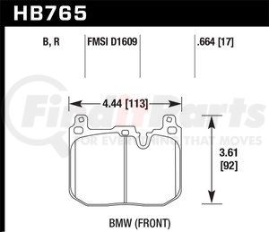 HB765B664 by HAWK FRICTION - HPS 5.0 BRAKE PADS