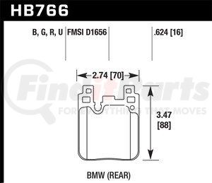 HB766B624 by HAWK FRICTION - HPS 5.0 BRAKE PADS