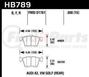 HB789B600 by HAWK FRICTION - HPS 5.0 BRAKE PADS