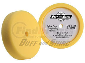 3000G by BUFF 'N SHINE - 8" x 2" Recessed back yellow foam grip pad "Polishing pad"