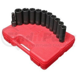 2611 by SUNEX TOOLS - 11 Piece 1/2" Drive SAE and Metric Extra Thin Wall Deep Impact Socket Set