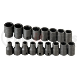 4036 by SK HAND TOOL - 1/2" Dr 6 Pt STD Metric ImpactSocket Set, 17 Pc