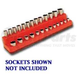 721 by MECHANIC'S TIME SAVERS - 1/4" Dr Shallow/Deep 26-Hole Magnetic Socket Organizer, Std Red