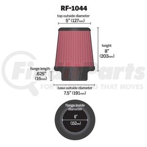 K&N Engineering Inc. RF-1044 Engine Air Filter Universal Clamp-On Air Filter