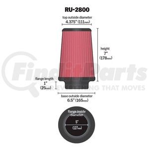 RU-2800 by K&N ENGINEERING INC. - Universal Clamp-On Air Filter