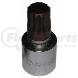 Vim Tools XZN112 Socket M12 XZN Triple Square Impact Driver Socket Bit 1/2 In. Square Drive Forged Steel