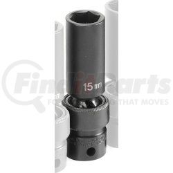 1015UMD by GREY PNEUMATIC - Socket - 3/8" Drive x 15mm Deep Universal 6-Point Impact