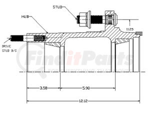 27601--NT-71 by WEBB - Wheel Hub - ABS, with Cups, No Oil Plug, 10 Stud, 11.25" Bolt Circle