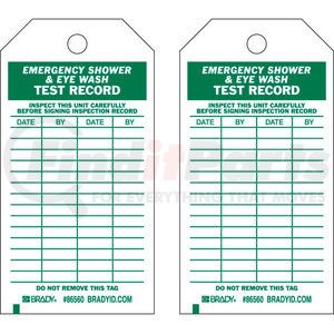 86560 by BRADY - Brady&#174; 86560 Emergency Shower & Eye Wash Test Record Tag, Polyester, 3"W x 5-3-3/4"H, 10/Pkg