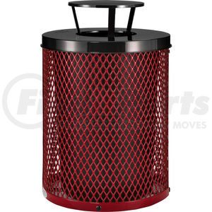 261926RD by GLOBAL INDUSTRIAL - Global Industrial&#153; Outdoor Diamond Steel Trash Can With Rain Bonnet Lid, 36 Gallon, Red