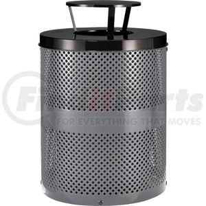 261927GY by GLOBAL INDUSTRIAL - Global Industrial™ Outdoor Perforated Steel Trash Can With Rain Bonnet Lid, 36 Gallon, Gray