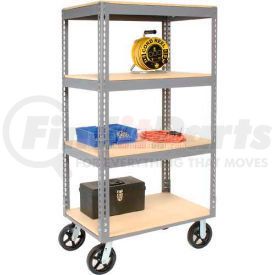 585423 by GLOBAL INDUSTRIAL - Global Industrial&#153; Easy Adjust Boltless 4 Shelf Truck 48 x 24 with Wood Shelves, Rubber Casters