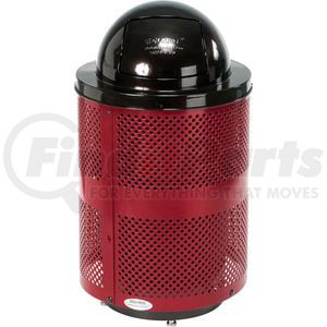 261949RDD by GLOBAL INDUSTRIAL - Global Industrial Outdoor Perforated Steel Trash Can With Dome Lid & Base, 36 Gallon, Red