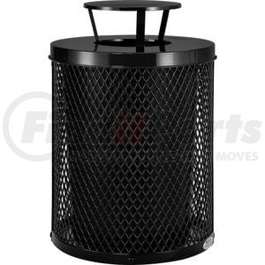 261926BK by GLOBAL INDUSTRIAL - Global Industrial&#153; Outdoor Diamond Steel Trash Can With Rain Bonnet Lid, 36 Gallon, Black