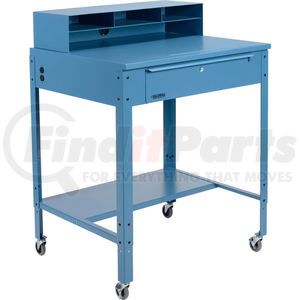 319355CBL by GLOBAL INDUSTRIAL - Global Industrial&#153; Mobile Shop Desk - Pigeonhole Riser 34-1/2 x 30 x 38 Flat Surface - Blue