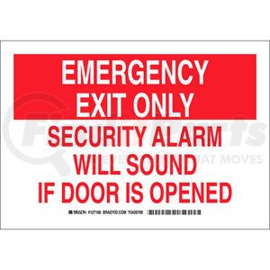 127165 by BRADY - Brady&#174; 127165 Emergency Exit Only Security Alarm Will Sound If Door Is Opened Sign, 10"W x 7"H