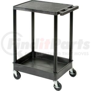 STC21-B by LUXOR - Luxor&#174; STC21 Flat Top Shelf 2 Shelf Plastic Utility Cart 24x18 300 Lbs.