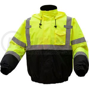 8001-2XL by GSS SAFETY - GSS Safety Hi-Visibility Class 3 Waterproof Quilt-Lined Bomber Jacket, Lime/Black, 2XL