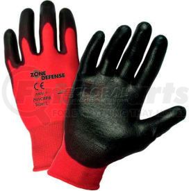 701CRPB/L by PIP INDUSTRIES - Zone Defense&#153; Red Nylon Shell Coated Gloves, Black Poly Palm Coat, Large