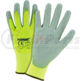 HVY713SUTS/XL by PIP INDUSTRIES - Touch Screen Hi Vis Yellow Nylon Shell Coated Gloves, Gray PU Palm Coat, XL