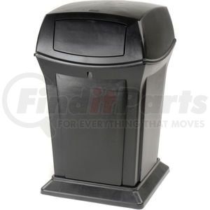FG917188BLA by RUBBERMAID - Rubbermaid&#174; Plastic Square 2 Door Trash Can, 45 Gallon, Black