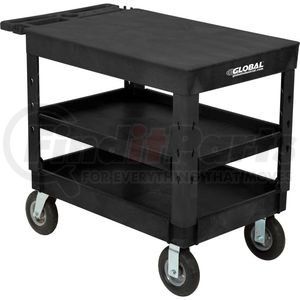 800347 by GLOBAL INDUSTRIAL - Global Industrial&#153; Flat Top Plastic Utility Cart, 3 Shelf, 44"Lx25-1/2"W, 8" Casters, Black